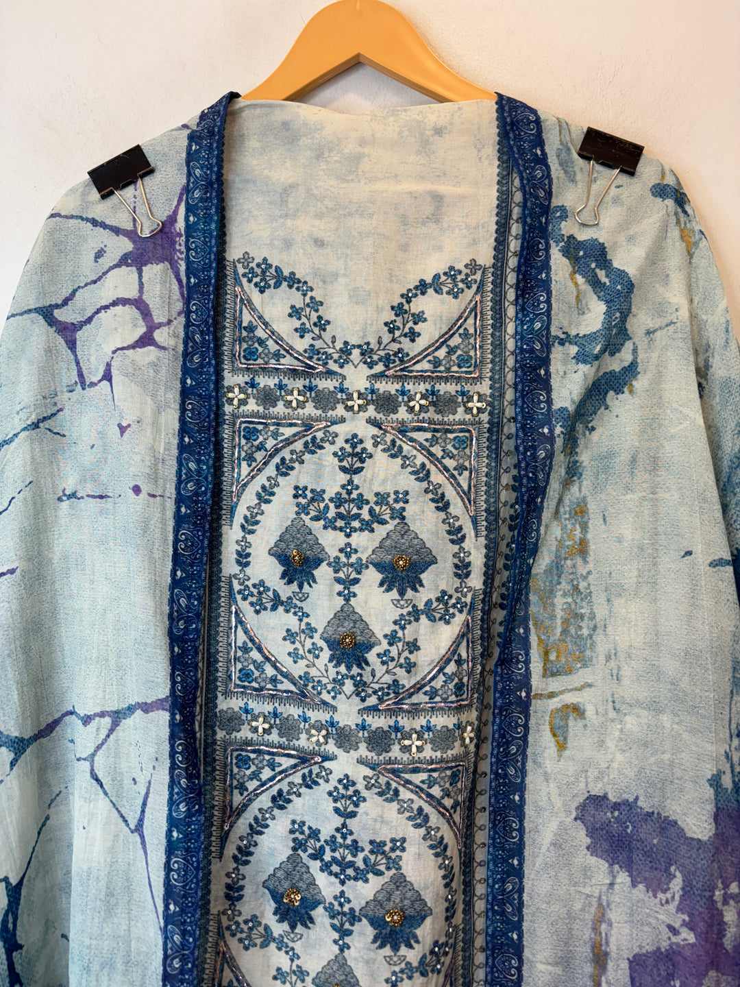 Pearlina – Blue Mul Cotton Printed Highlight Suit