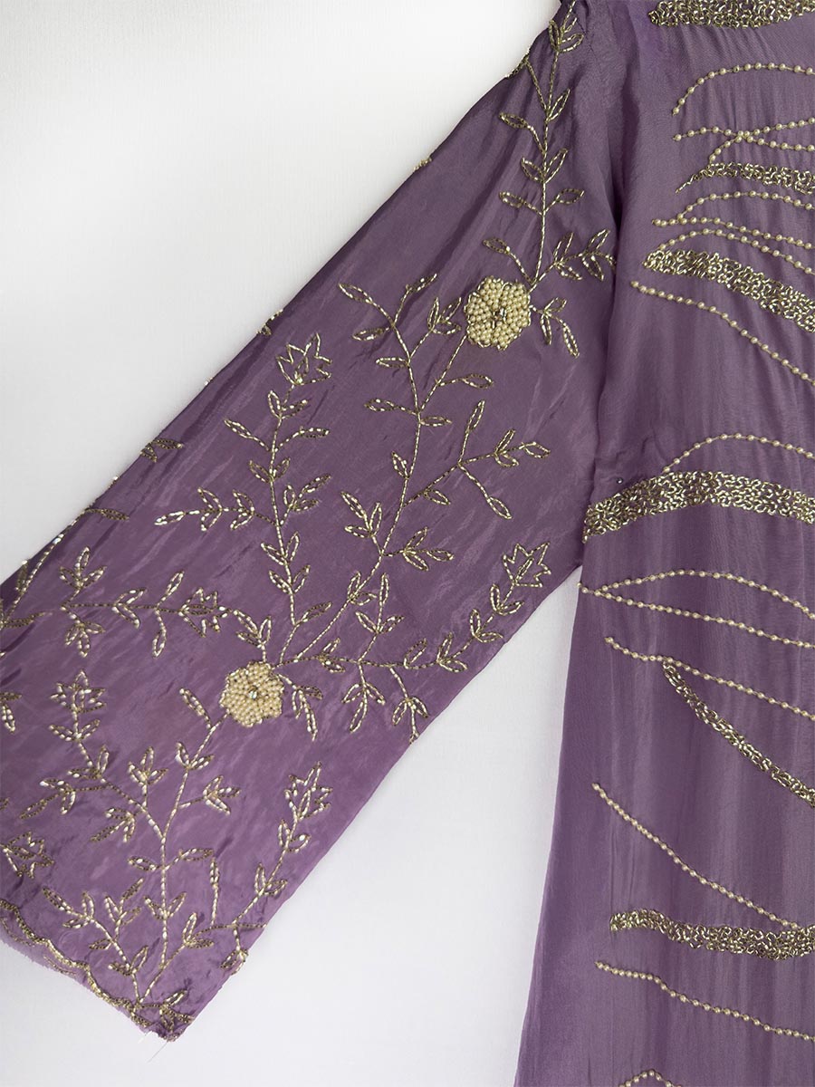 Lilac Breeze Cutdana &amp; Pearl Semi-Stitched Set