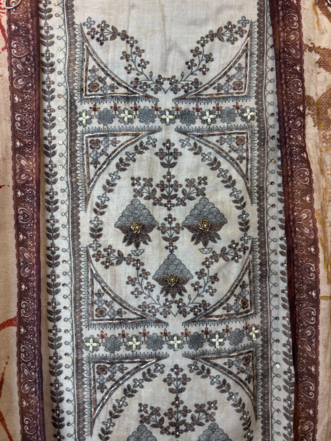 Pearlina – Brown Mul Cotton Printed Highlight Suit