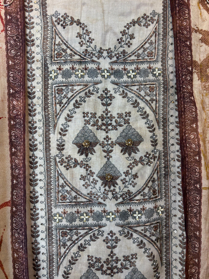 Pearlina – Brown Mul Cotton Printed Highlight Suit