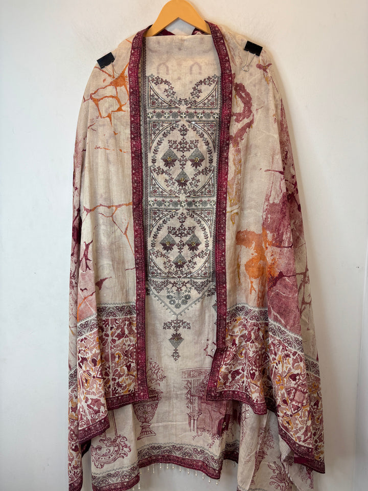 Pearlina – Brown Mul Cotton Printed Highlight Suit