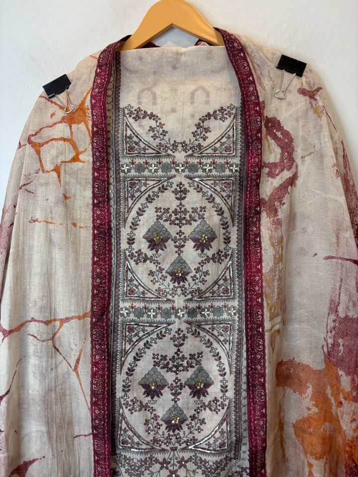 Pearlina – Red Mul Cotton Printed Highlight Suit
