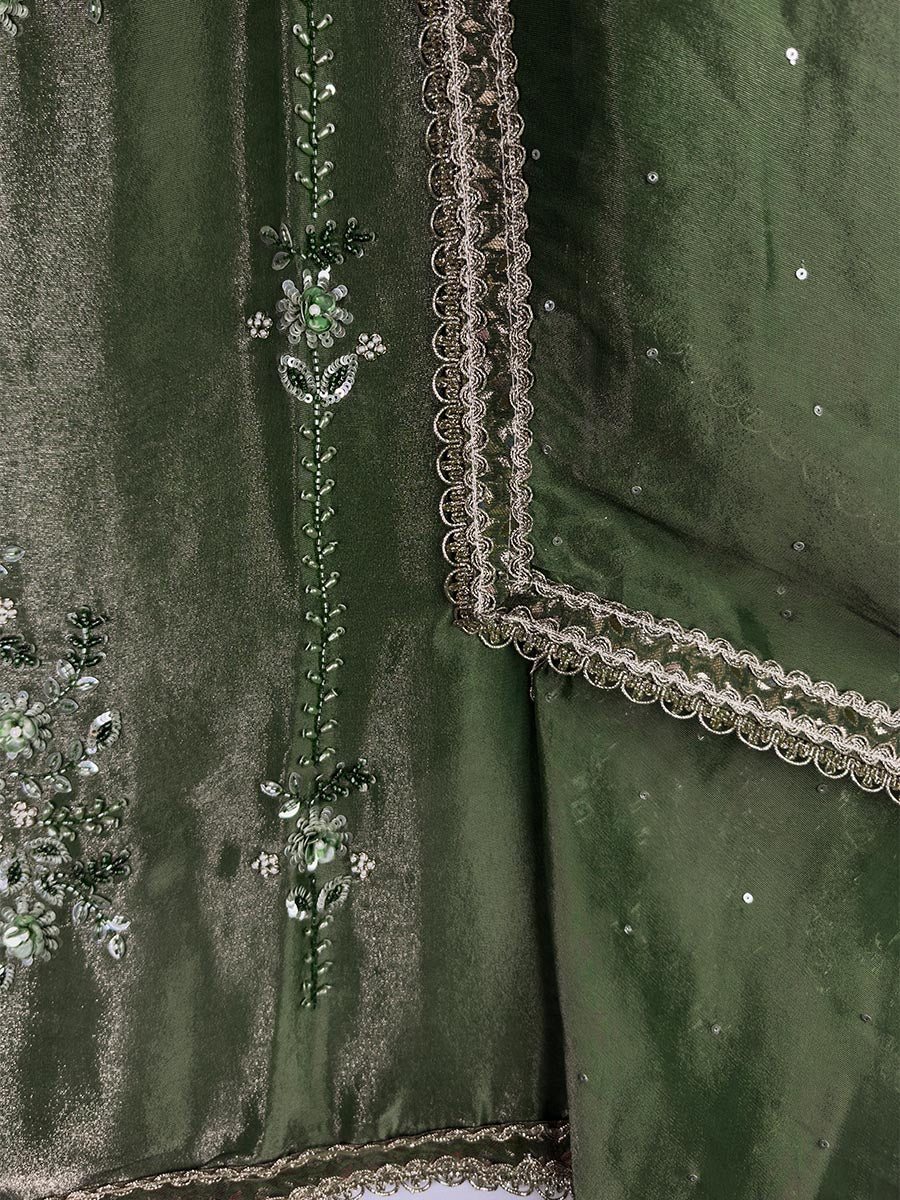 Olive Green Handcrafted Tissue Ensemble