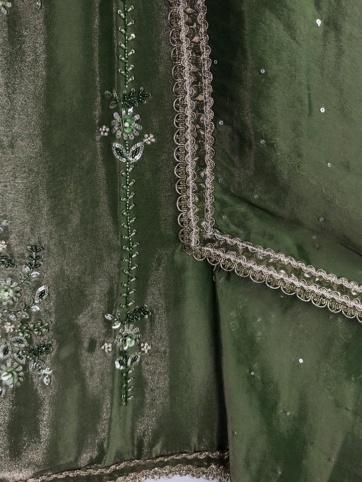 Olive Green Handcrafted Tissue Ensemble