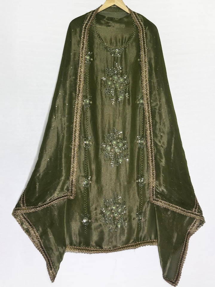 Olive Green Handcrafted Tissue Ensemble
