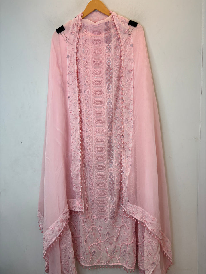 Zaylora – Pink Organza A-Line Handwork Suit