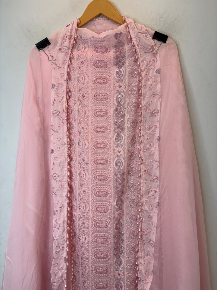 Zaylora – Pink Organza A-Line Handwork Suit
