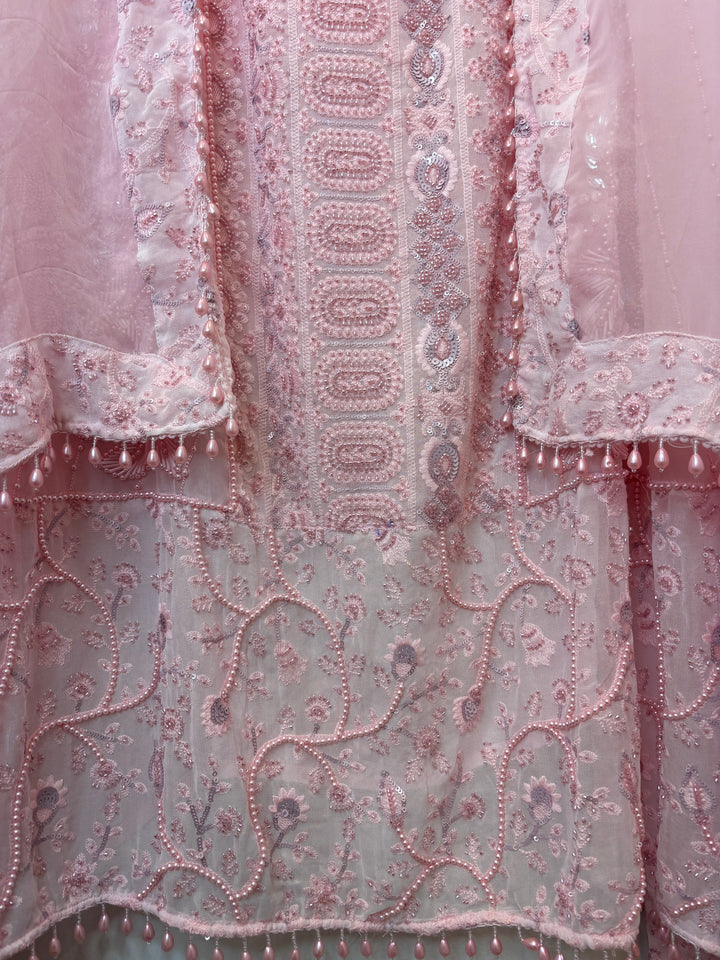 Zaylora – Pink Organza A-Line Handwork Suit