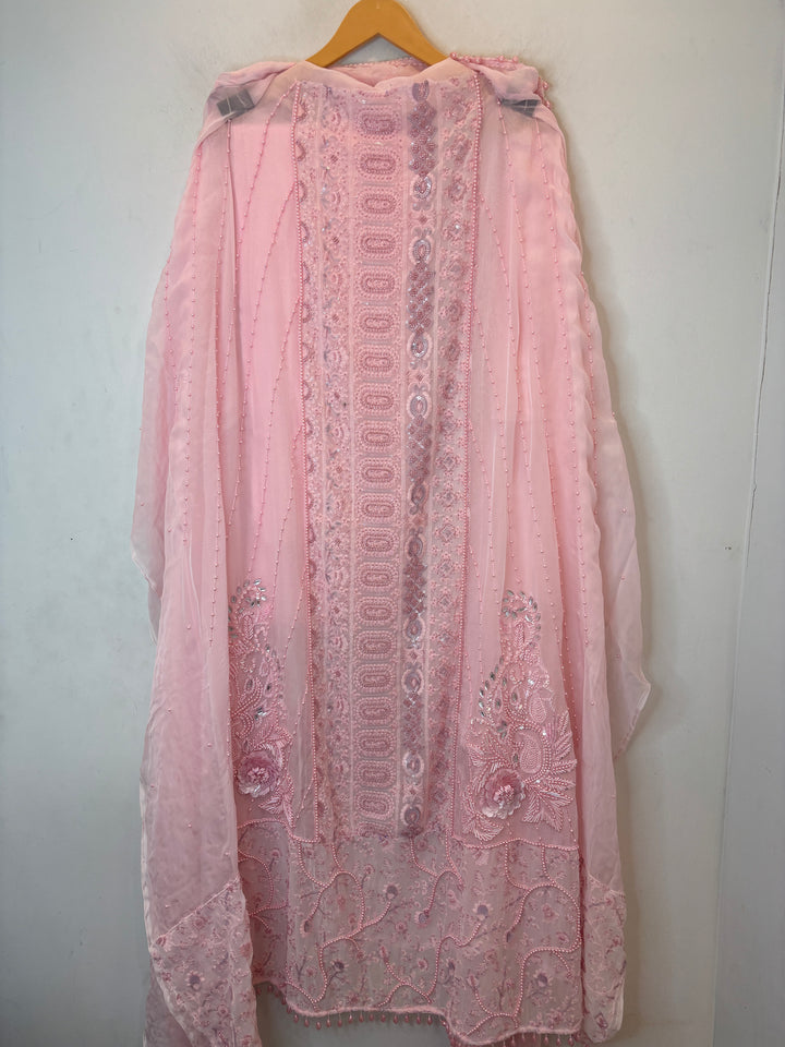 Zaylora – Pink Organza A-Line Handwork Suit