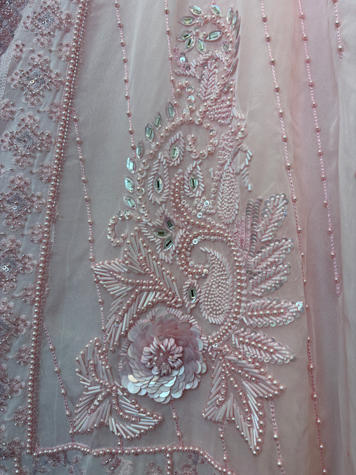 Zaylora – Pink Organza A-Line Handwork Suit