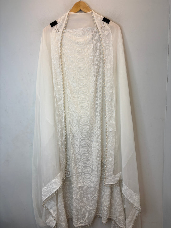 Zaylora – Off White Organza A-Line Handwork Suit