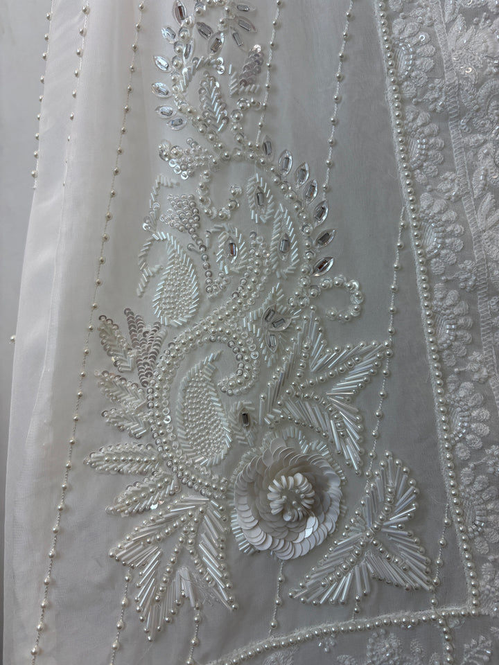 Zaylora – Off White Organza A-Line Handwork Suit