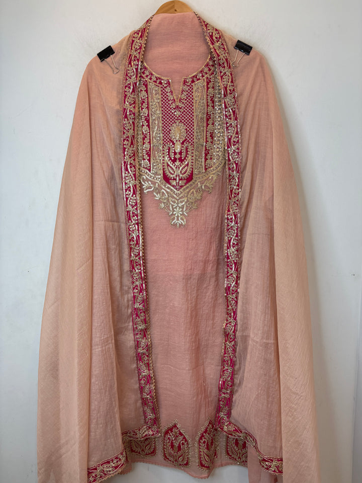 Zivika – Pink Mul Cotton Dori Lace Suit