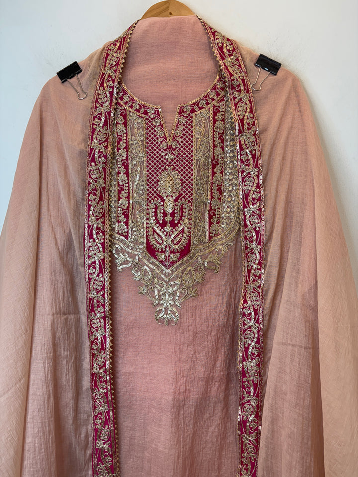 Zivika – Pink Mul Cotton Dori Lace Suit
