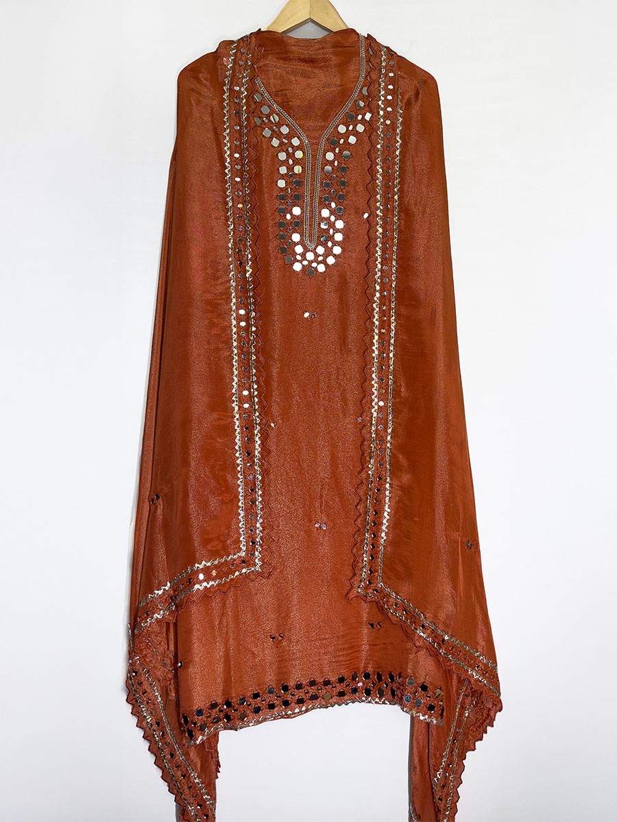 Scarlet Tissue Mirror Work Ensemble