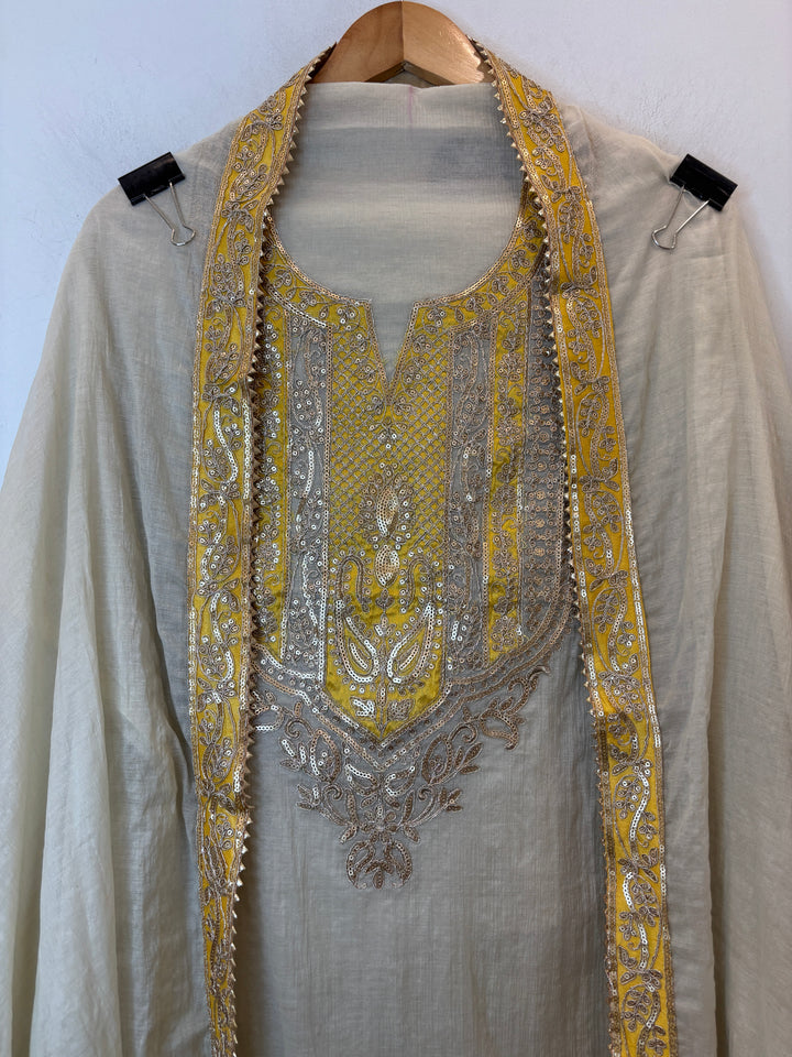 Zivika – Grey Mul Cotton Dori Lace Suit