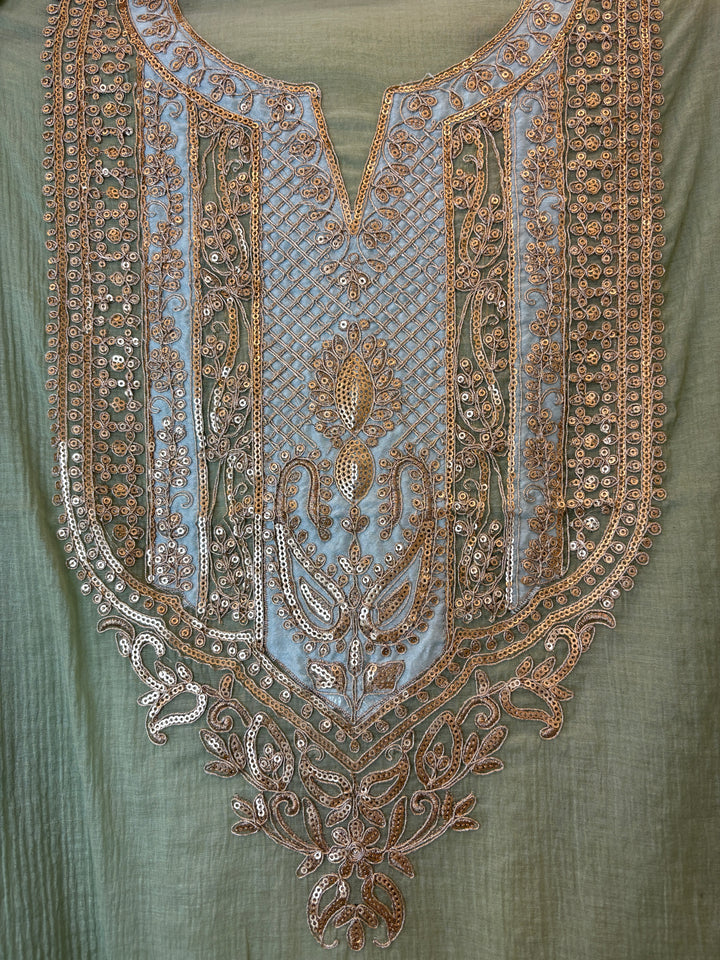 Zivika – Green Mul Cotton Dori Lace Suit