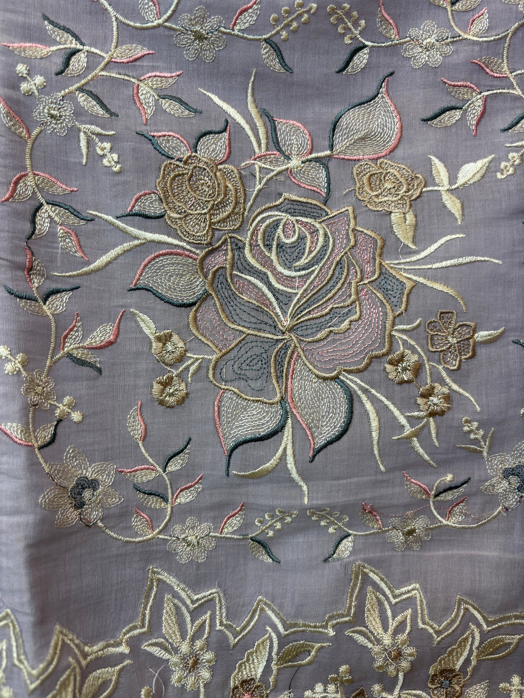 Zarvini – Purple Mul Cotton Zari Floral Suit