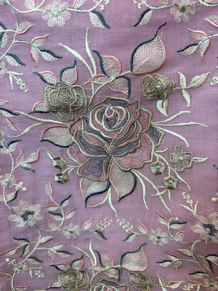 Zarvini – Pink Mul Cotton Zari Floral Suit
