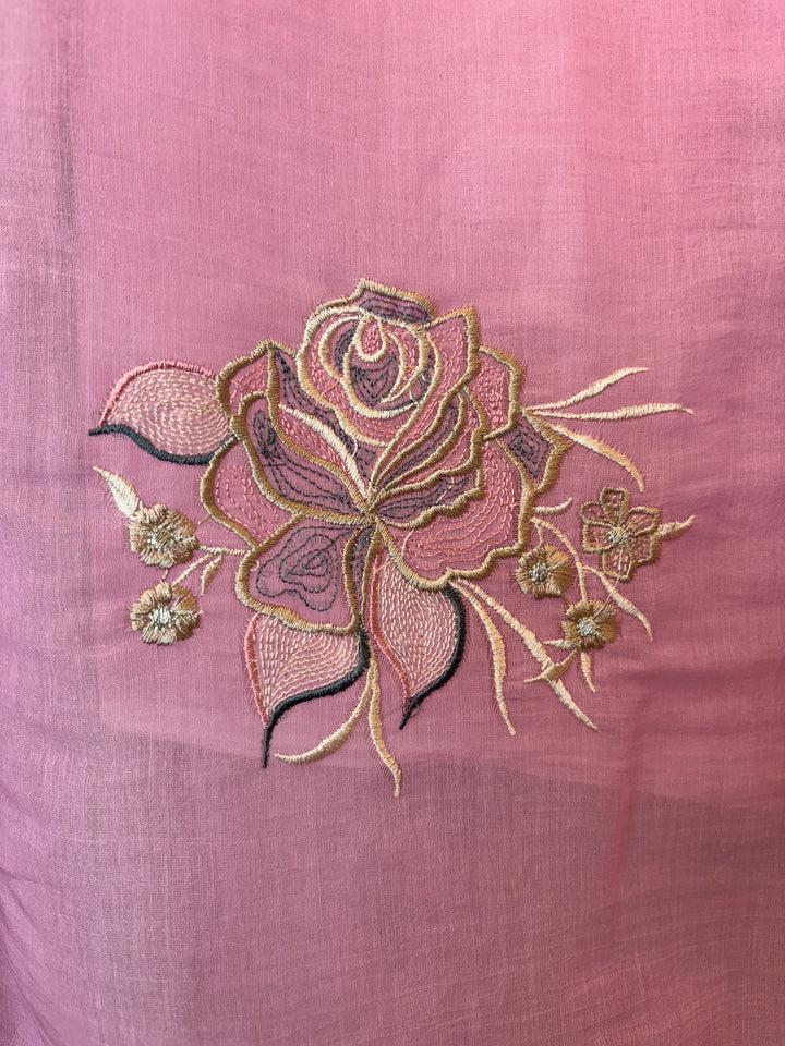 Zarvini – Pink Mul Cotton Zari Floral Suit