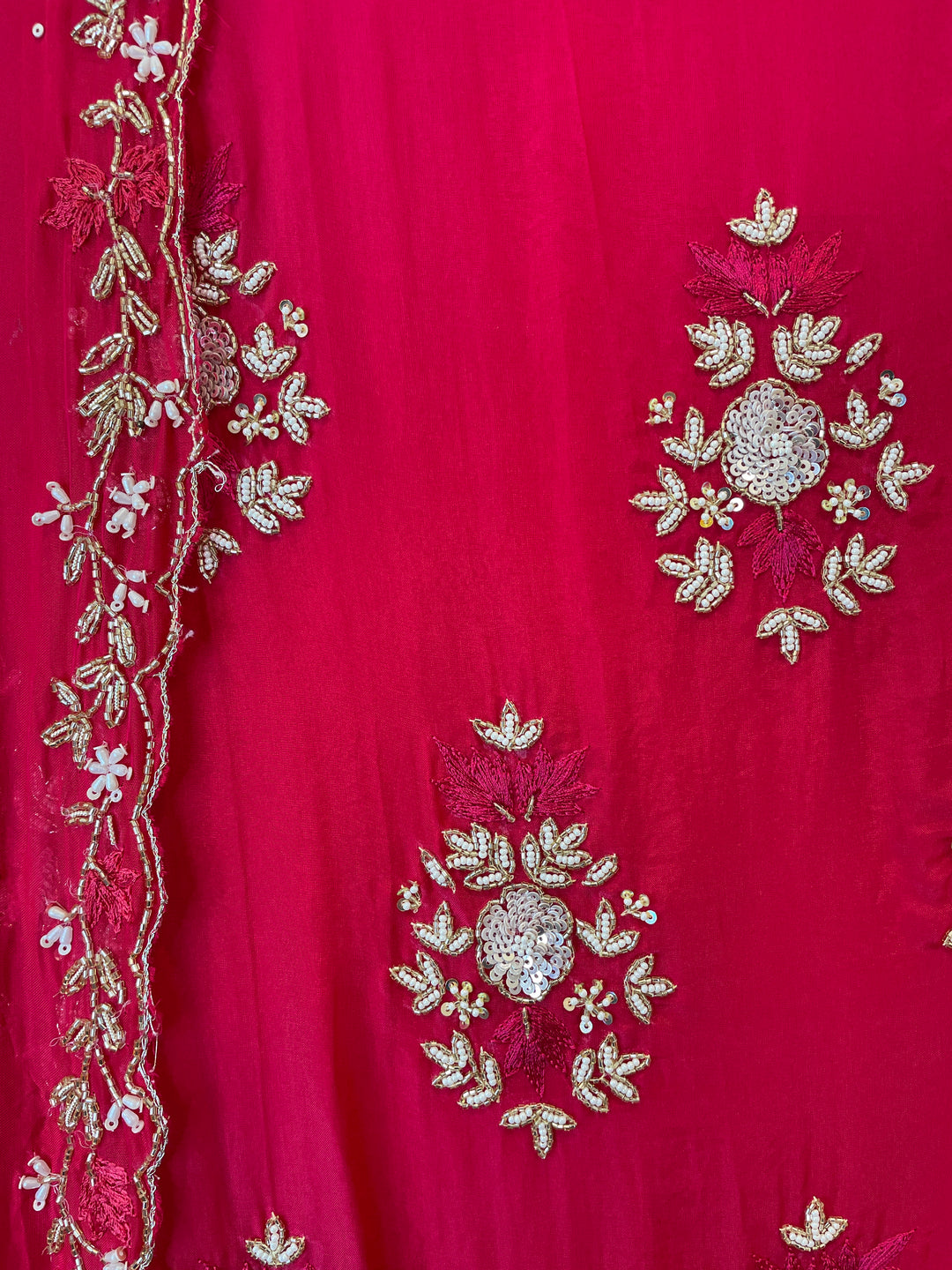 Hot Pink Unstitched Organza Suit