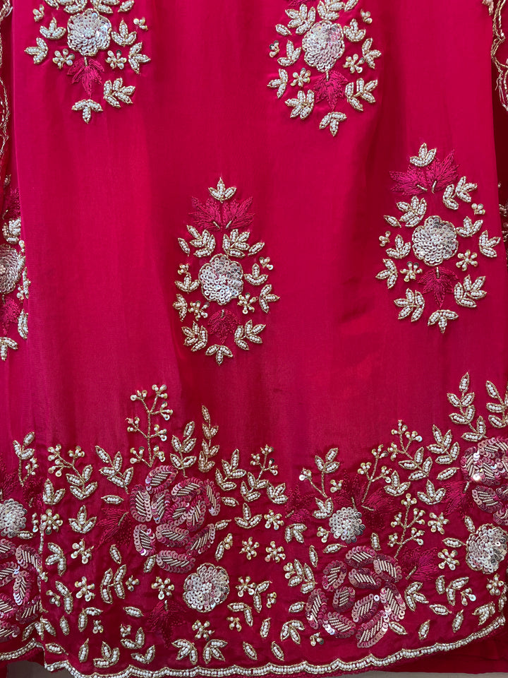 Hot Pink Unstitched Organza Suit