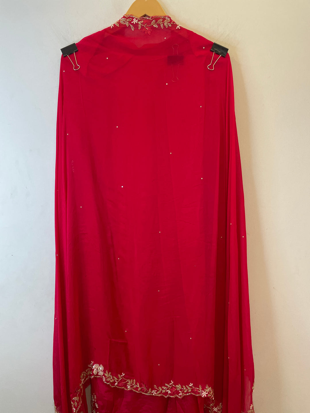 Hot Pink Unstitched Organza Suit