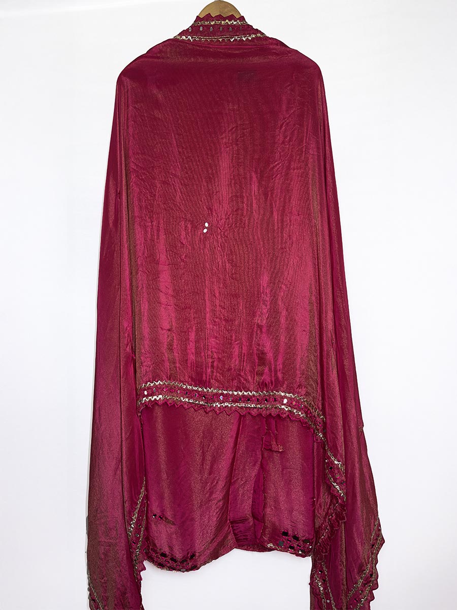 Rani Pink Tissue Mirror Work Ensemble