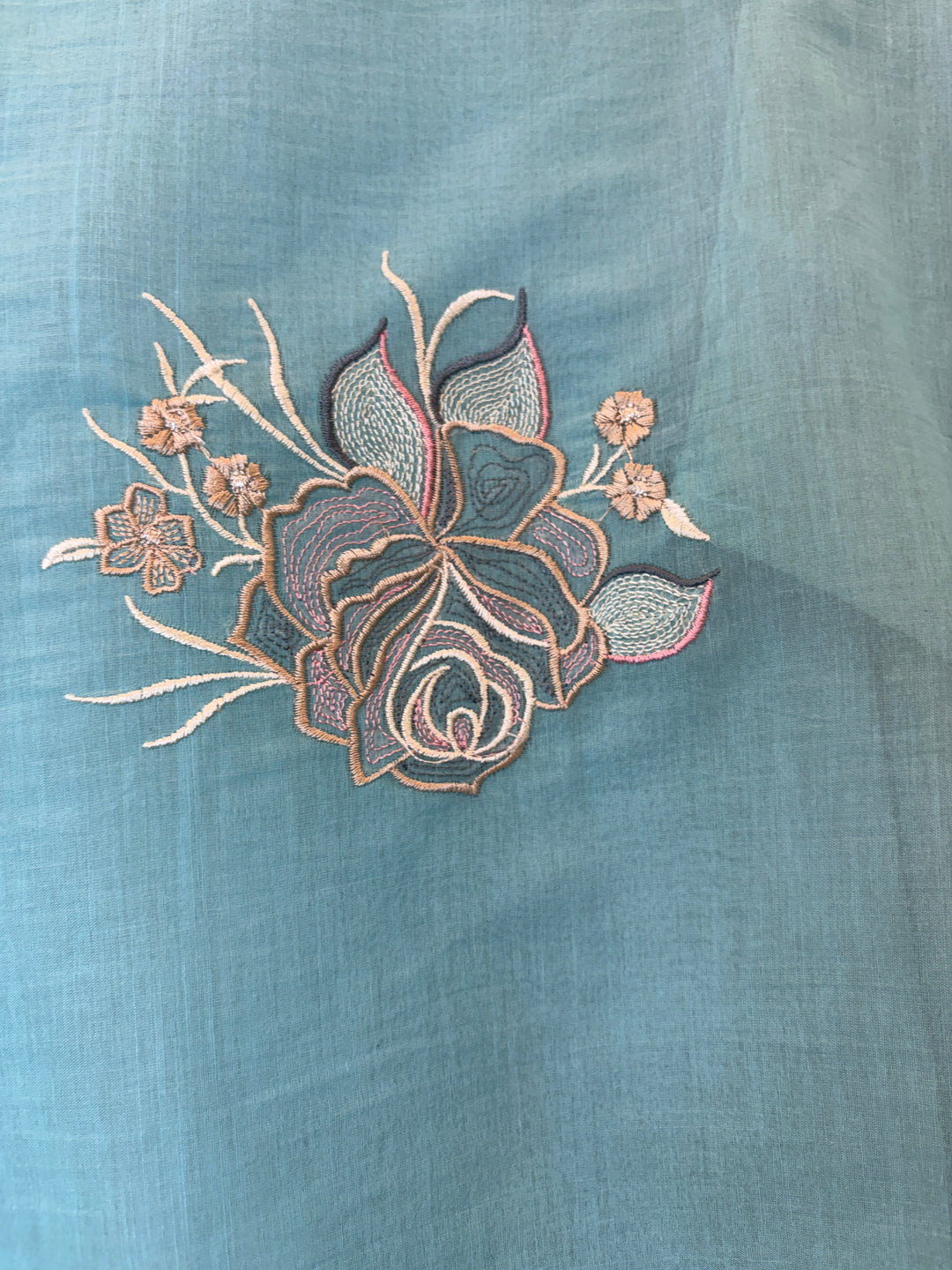Zarvini – Blue Mul Cotton Zari Floral Suit