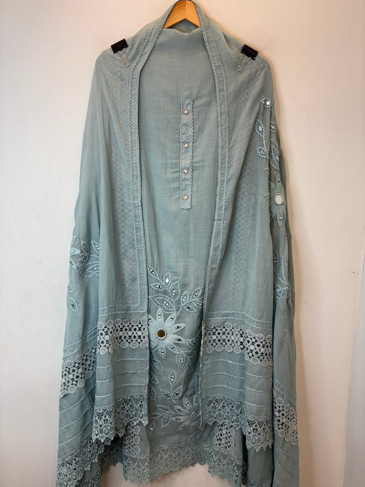 Florika – Grey Mul Cotton Mirror Crochet Suit