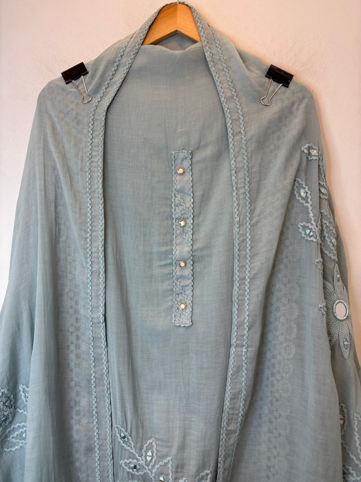 Florika – Grey Mul Cotton Mirror Crochet Suit