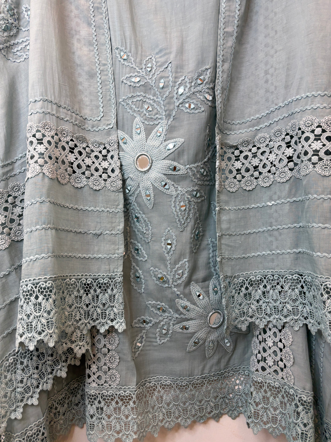 Florika – Grey Mul Cotton Mirror Crochet Suit