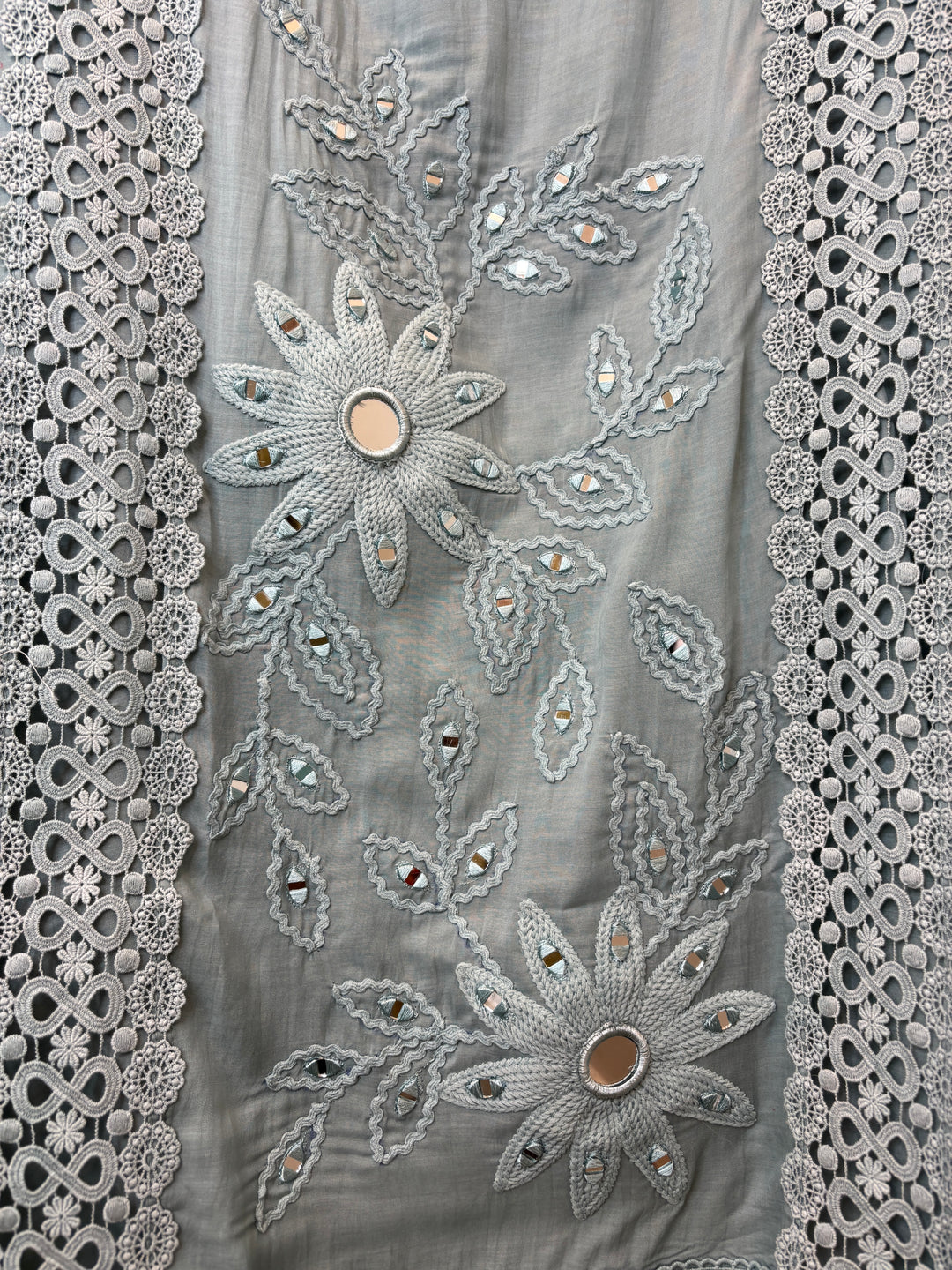 Florika – Grey Mul Cotton Mirror Crochet Suit