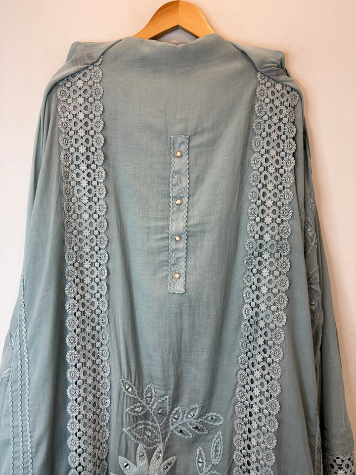 Florika – Grey Mul Cotton Mirror Crochet Suit