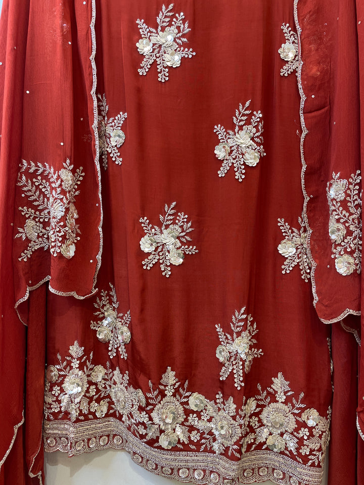 Neriah – Organza Suit with Pearl &amp; Cutdana Handwork