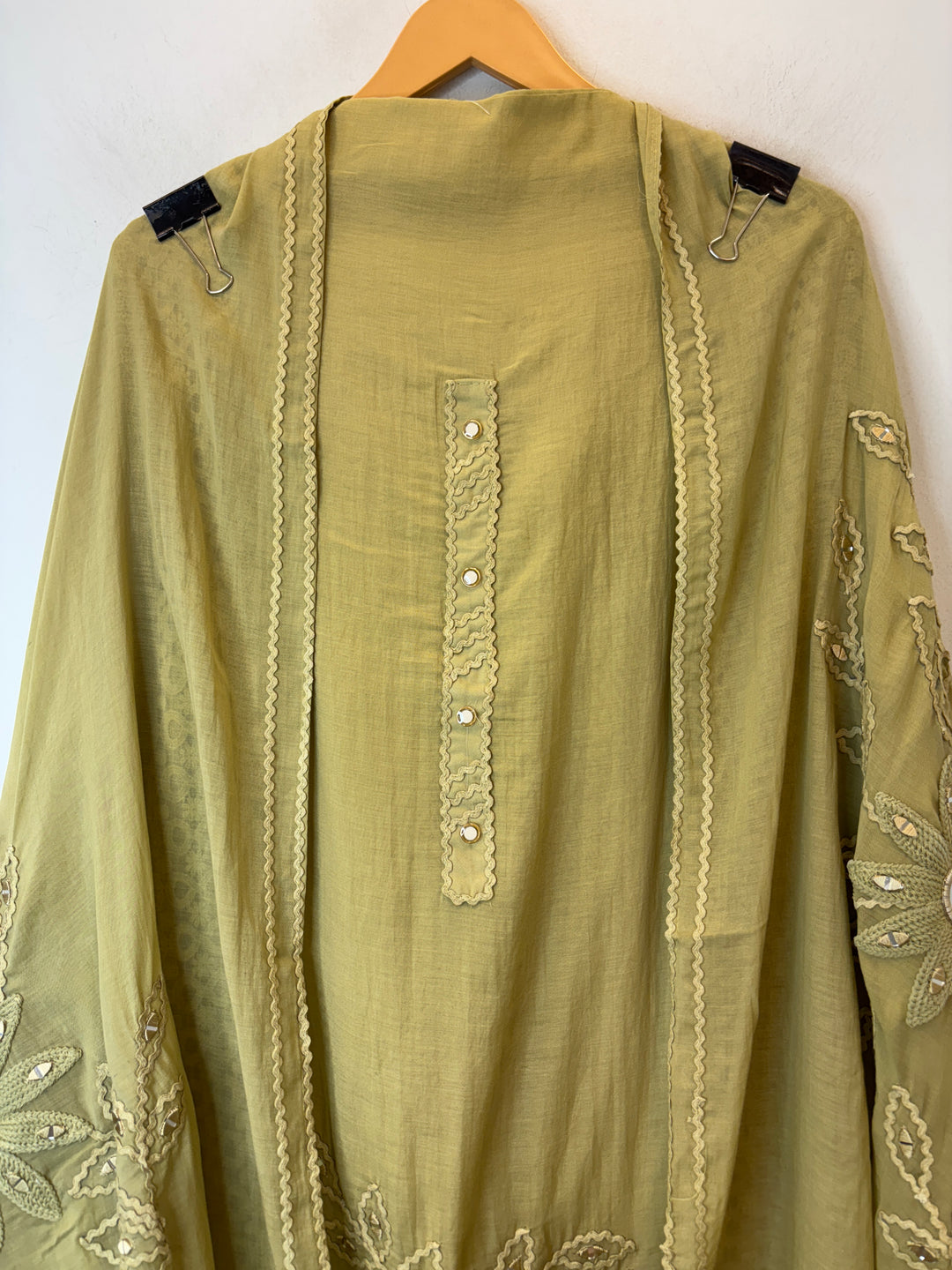 Florika – Green Mul Cotton Mirror Crochet Suit