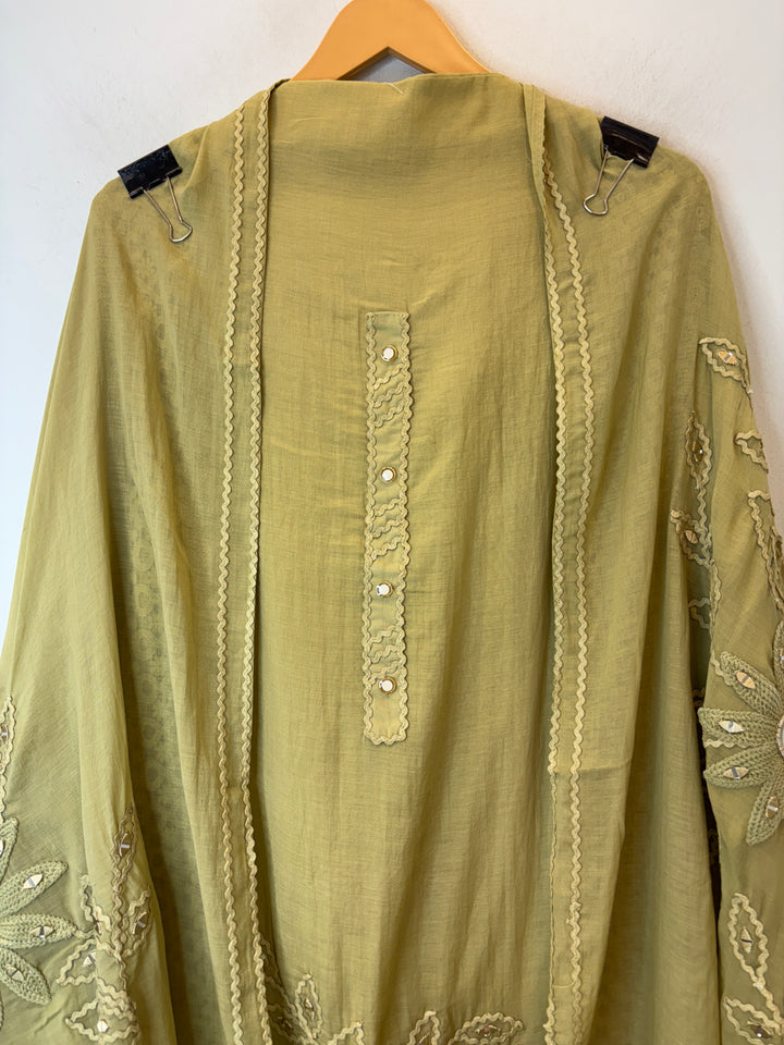 Florika – Green Mul Cotton Mirror Crochet Suit