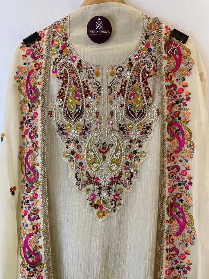 Selina – Crush Tissue &amp; Organza Embroidered Suit