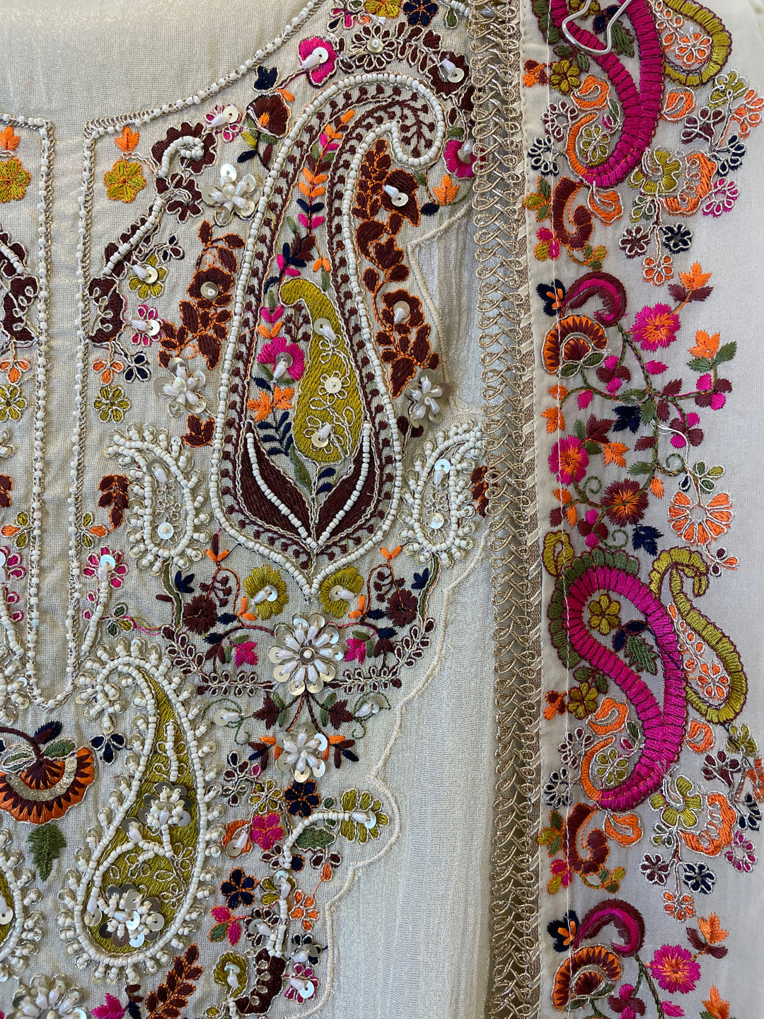 Selina – Crush Tissue &amp; Organza Embroidered Suit