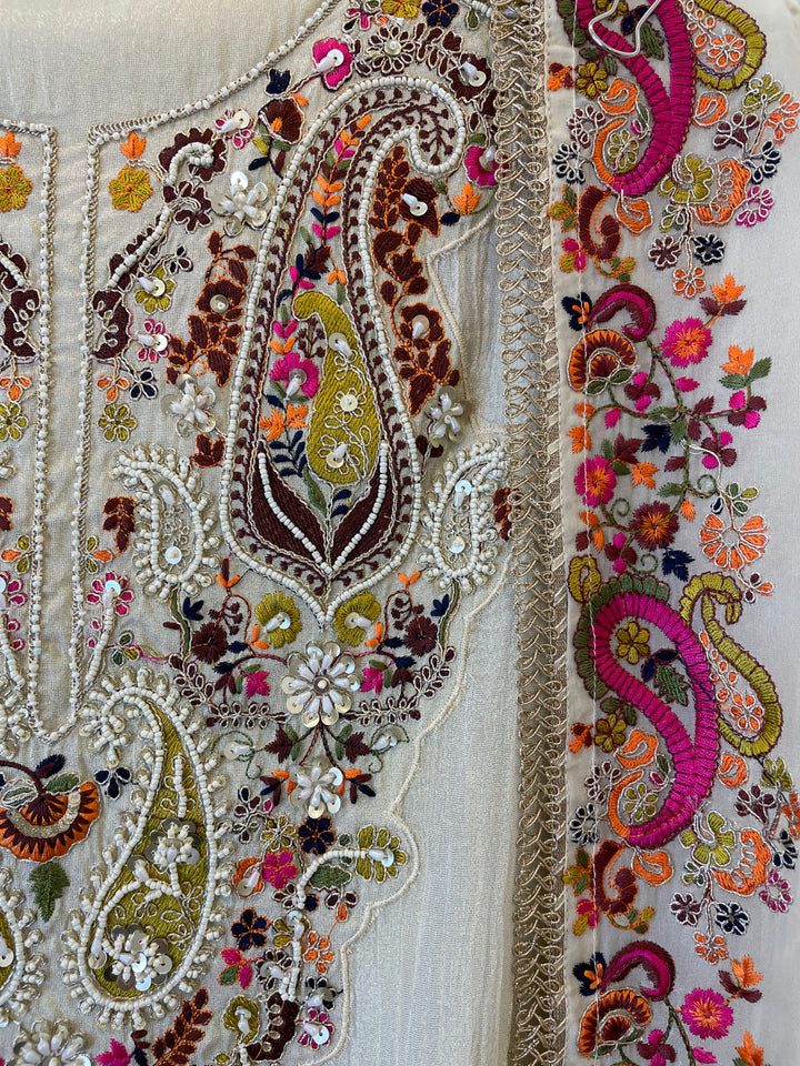 Selina – Crush Tissue &amp; Organza Embroidered Suit