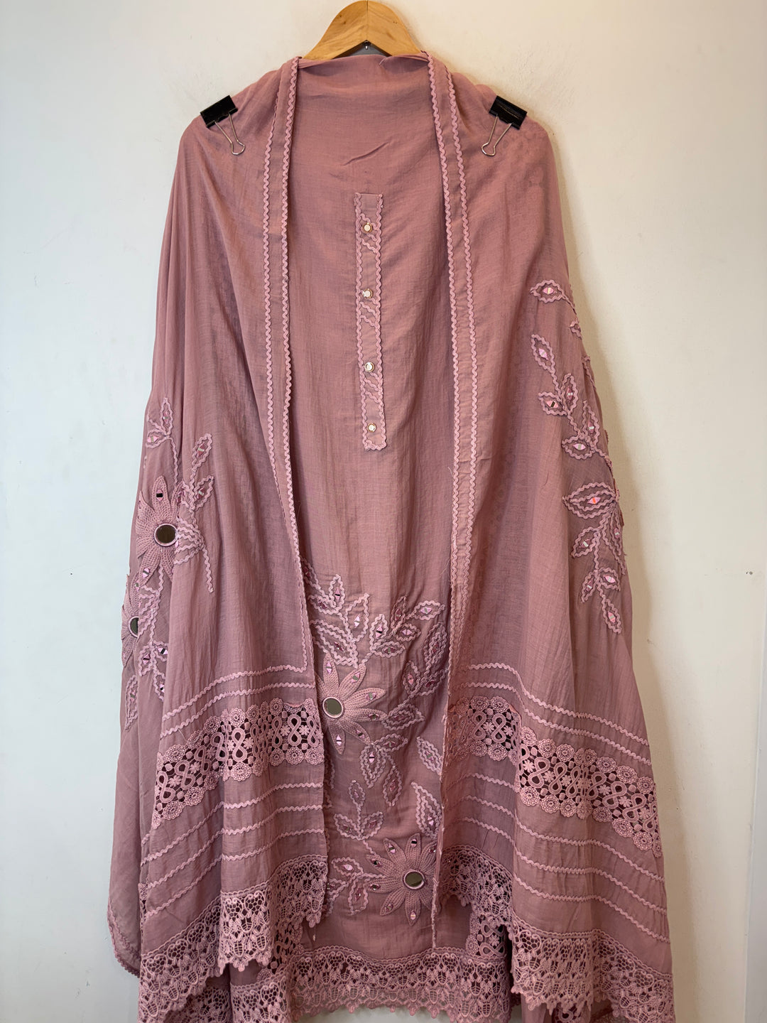 Florika – Pink Mul Cotton Mirror Crochet Suit