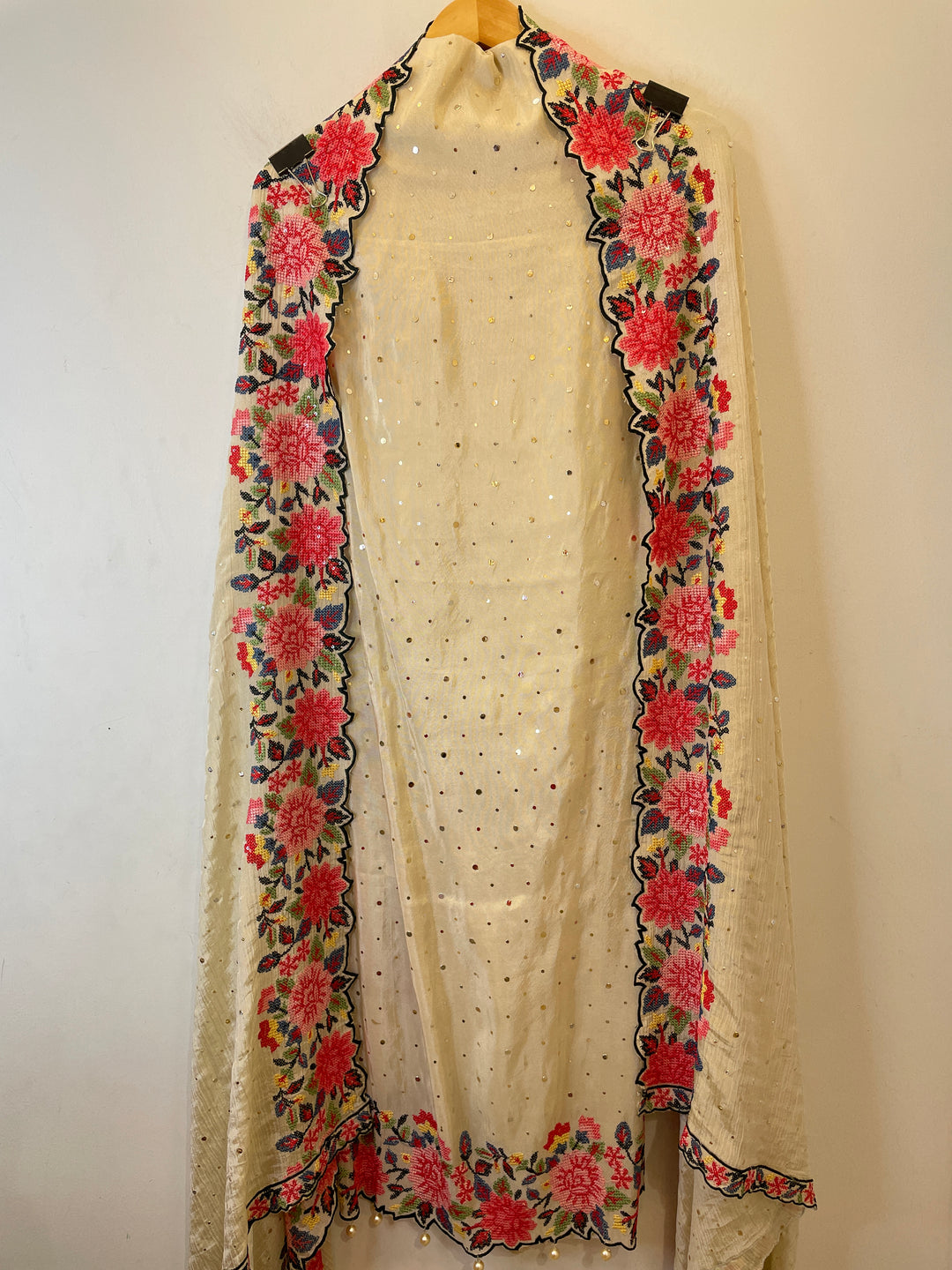 Aurelia – Ivory Gold Tissue Suit with Pita &amp; Cross Stitch