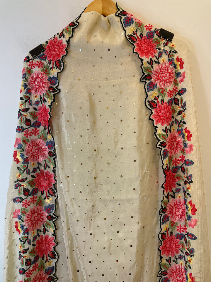 Aurelia – Ivory Gold Tissue Suit with Pita &amp; Cross Stitch