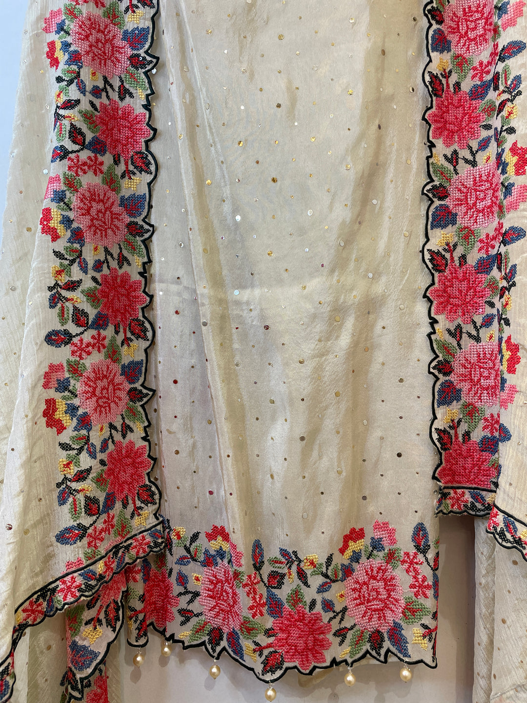 Aurelia – Ivory Gold Tissue Suit with Pita &amp; Cross Stitch