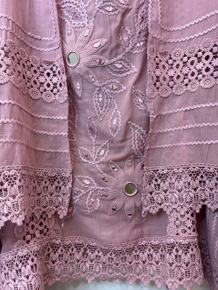 Florika – Pink Mul Cotton Mirror Crochet Suit