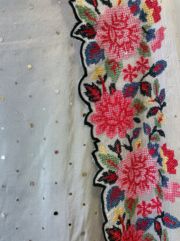 Aurelia – Ivory Gold Tissue Suit with Pita &amp; Cross Stitch