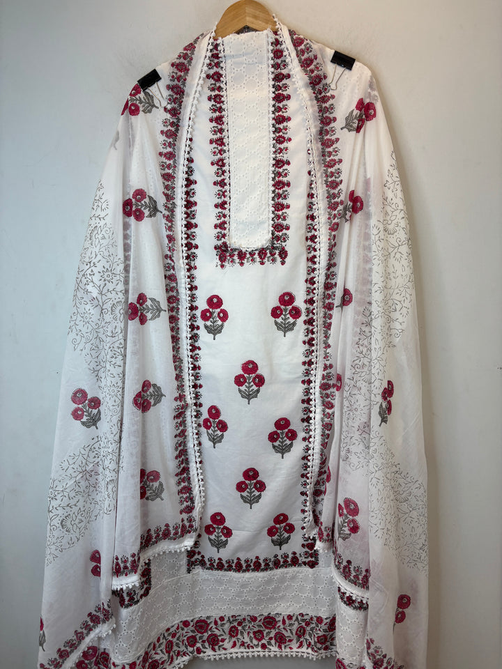 Chikra – Cotton Chikankari Block Print Suit