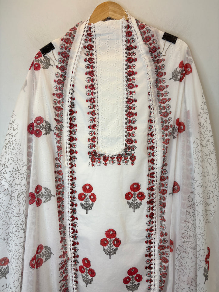 Chikra – Cotton Chikankari Block Print Suit