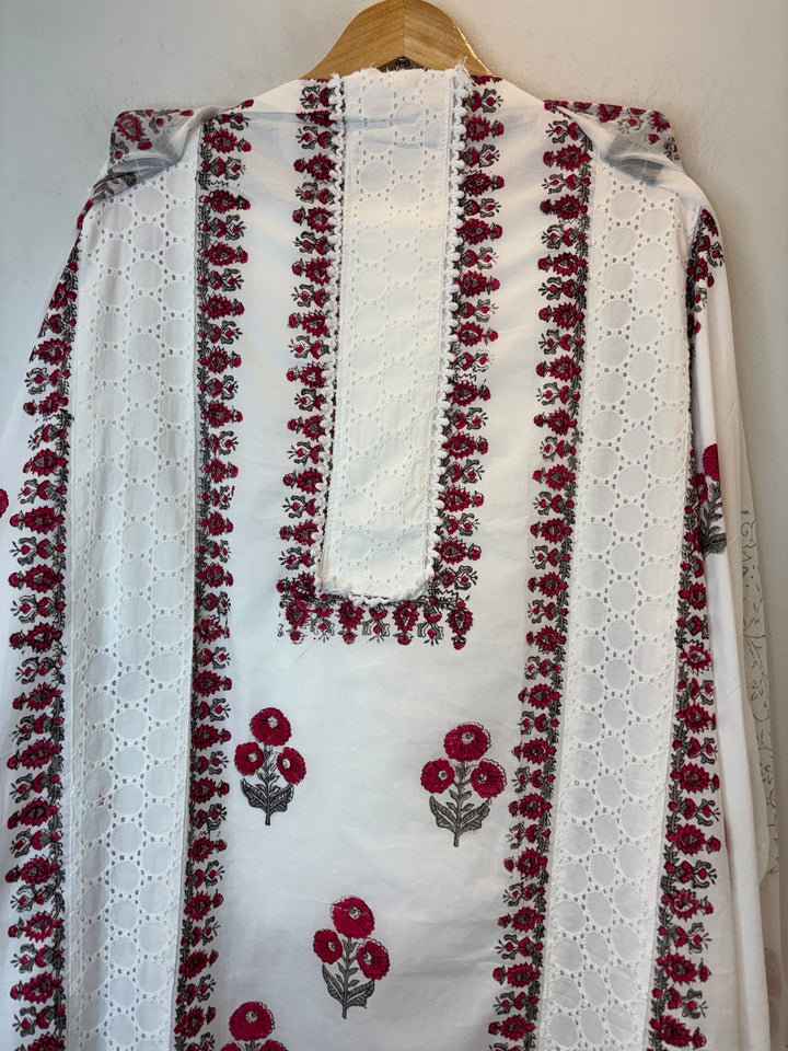 Chikra – Cotton Chikankari Block Print Suit