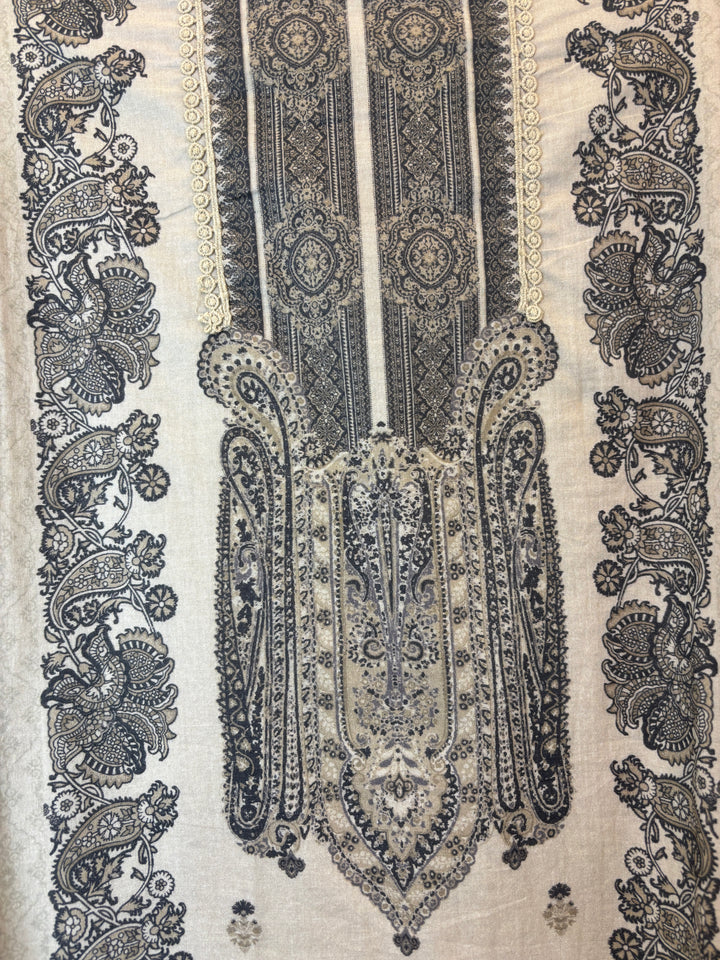 Crovera – Beige Mul Cotton Crochet Lace Suit